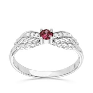 Pierścionek z białego złota z rubinem i brylantami CP-62B
