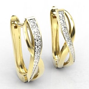 Kolczyki z żółtego złota z cyrkoniami LPK-67Z-C