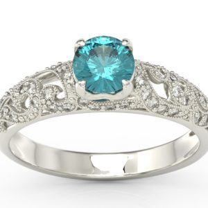 Złoty Pierścionek zaręczynowy wykonany z białego złota z zirconem i cyrkoniami BP-50B-C