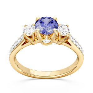 Pierścionek z żółtego złota z tanzanitem i brylantami CP-31Z