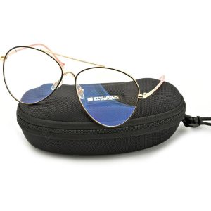 Duże okulary Pilotki z filtrem światła niebieskiego do komputera zerówki 2529-7