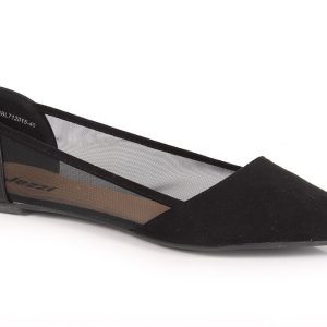 Baleriny damskie zamszowe w szpic czarne eVento 2015