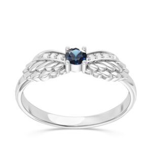Pierścionek z białego złota z topazem London Blue i brylantami CP-62B
