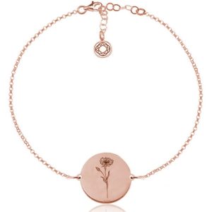 Kwiaty Polskie - Bransoletka z Chabrem - rose gold - Grawer