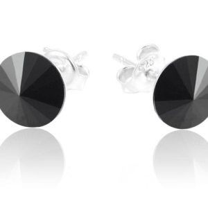 Srebrne kolczyki z kryształkiem Swarovski Rivoli - XS - czarny - Jet