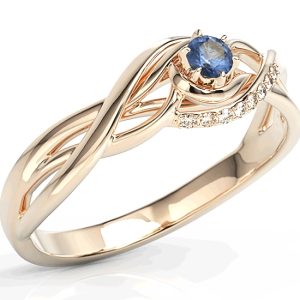 Pierścionek z różowego złota z szafirem i brylantami BP-71P-SZA/D