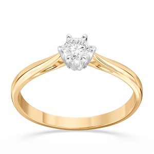 Pierścionek zaręczynowy z żółtego i białego złota z brylantem AP-6618ZB, F/VS