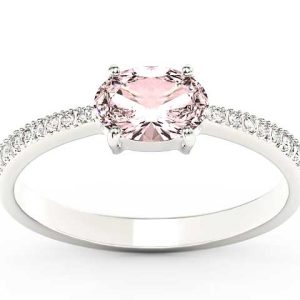 Pierścionek z białego złota z morganitem i diamentami BP-58B