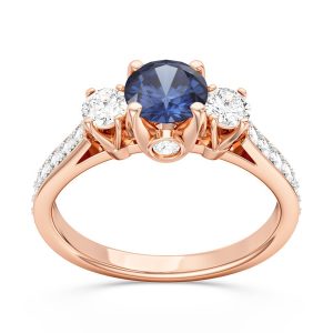 Pierścionek z różowego złota z szafirem i brylantami CP-31P