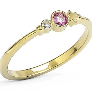 Pierścionek z żółtego złota z cyrkoniami Swarovski Róż BP-6711Z-C/PINK