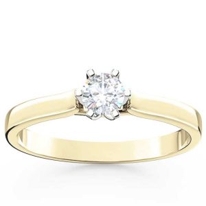 Pierścionek zaręczynowy z żółtego i białego złota z brylantem LP-8027ZB