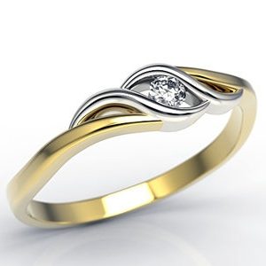 Pierścionek zaręczynowy z żółtego i białego złota z brylantem LP-9306ZB