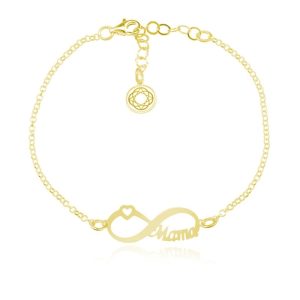 Srebrna bransoletka Infinity Mama - 24k złocenie