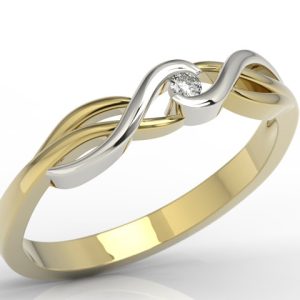 Pierścionek zaręczynowy z żółtego i białego złota z cyrkonią AP-8803ZB