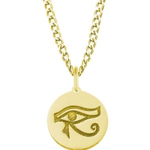 Naszyjnik męski srebrny Oko Horusa - Grawer - 24k złocenie