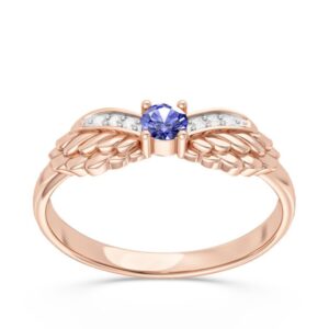 Pierścionek z różowego złota z tanzanitem i brylantami CP-62P