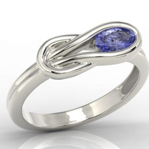 Pierścionek z białego złota z tanzanitem BP-69B