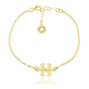 Srebrna bransoletka z Puzzlami - Grawer - 24k złocenie