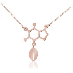 Srebrny naszyjnik Kofeina - Ziarno Kawy - rose gold