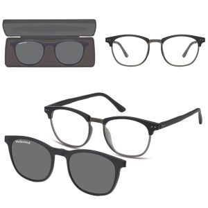 Okulary pod korekcję z polaryzacyjną nakładką przeciwsłoneczną na magnes CLIP-M-TRC297B-1 czarny/szary