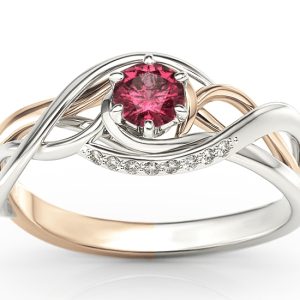 Pierścionek z białego i różowego złota z rubinem i brylantami BP-7130BP