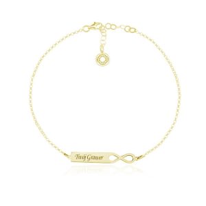 Srebrna bransoletka - Infinity - 24k złocenie Grawer!