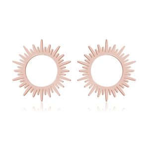 Srebrne kolczyki Salina - Słońce - sztyfty - rose gold