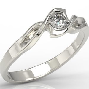 Pierścionek z białego złota z brylantem LP-2720B