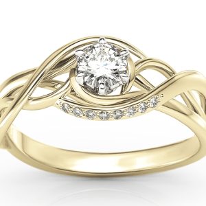 Pierścionek z żółtego złota z białym szafirem i brylantami BP-7130Z