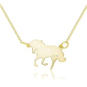 Srebrny naszyjnik Konik w galopie - 24k złocenie - grawer