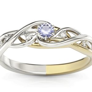 Pierścionek z białego i żółtego złota z tanzanitem i brylantami BP-75BZ