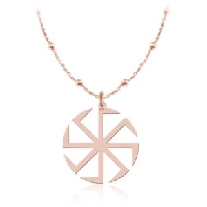 Srebrny naszyjnik Słowiański Kołowrót Swarga Swarożyca Swarzyca II rose gold