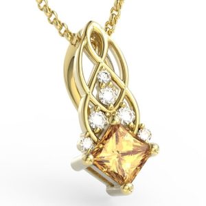 Wisiorek z żółtego złota z miodowym topazem Swarovski i brylantami BPW-86Z