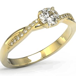 Pierścionek z żółtego złota z topazem Swarovski i brylantami BP-66Z-TOP-WHI/D