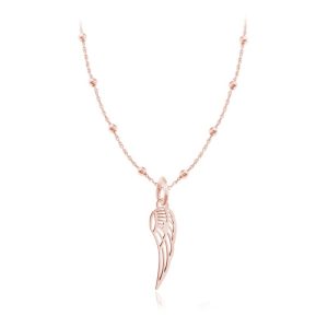 Naszyjnik Wera - łańcuszek kulki i Skrzydło - rose gold