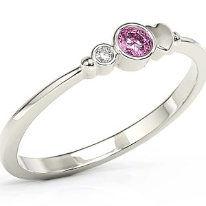 Pierścionek z białego złota z cyrkoniami Swarovski różową i białą BP-6811B-C