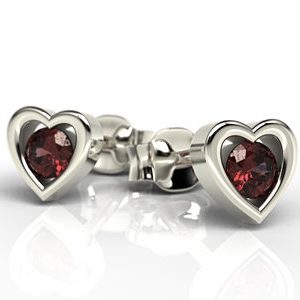 Kolczyki z białego złota z granatami LPK-52B