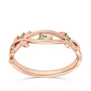 Pierścionek z różowego złota z oliwinami CP-61P