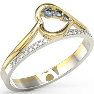 Pierścionek z żółtego i białego złota z szafirami i brylantami BP-83ZB