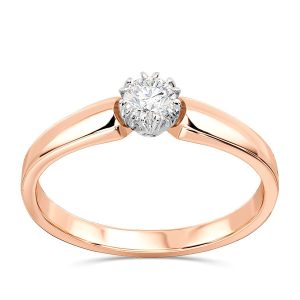 Pierścionek zaręczynowy z różowego i białego złota z brylantem 0,16 ct wzór BP-2116PB