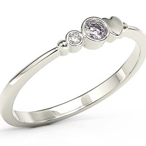 Pierścionek z białego złota z cyrkoniami lavendową i białą Swarovski BP-6809B-C