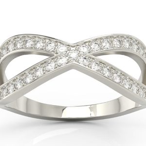 Pierścionek z białego złota z cyrkoniami BP-84C