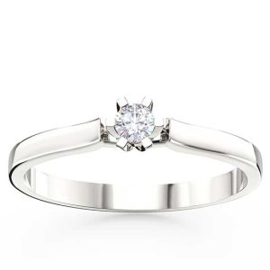 Pierścionek zaręczynowy z białego złota z brylantem LP-8010B