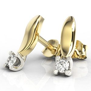 Kolczyki z żółtego i białego złota z diamentami LPK-8108ZB