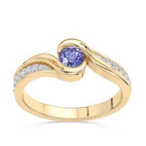 Pierścionek z żółtego złota z tanzanitem i brylantami wzór BP-2839Z
