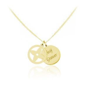 Naszyjnik Joyfull - koniczynka - grawer - 24k złocenie