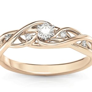 Pierścionek z różowego złota z białym szafirem i brylantami BP-75P