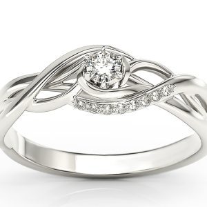 Pierścionek z białego złota z białym szafirem i brylantami BP-71B