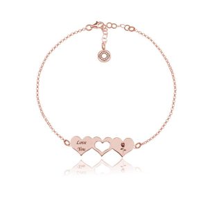 Bransoletka trzy serca - większa - rose gold - z grawerem