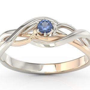 Pierścionek z białego i różowego złota z szafirem BP-72BP-SZA